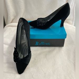 Bellini Charm Stud Black Velvet Heel